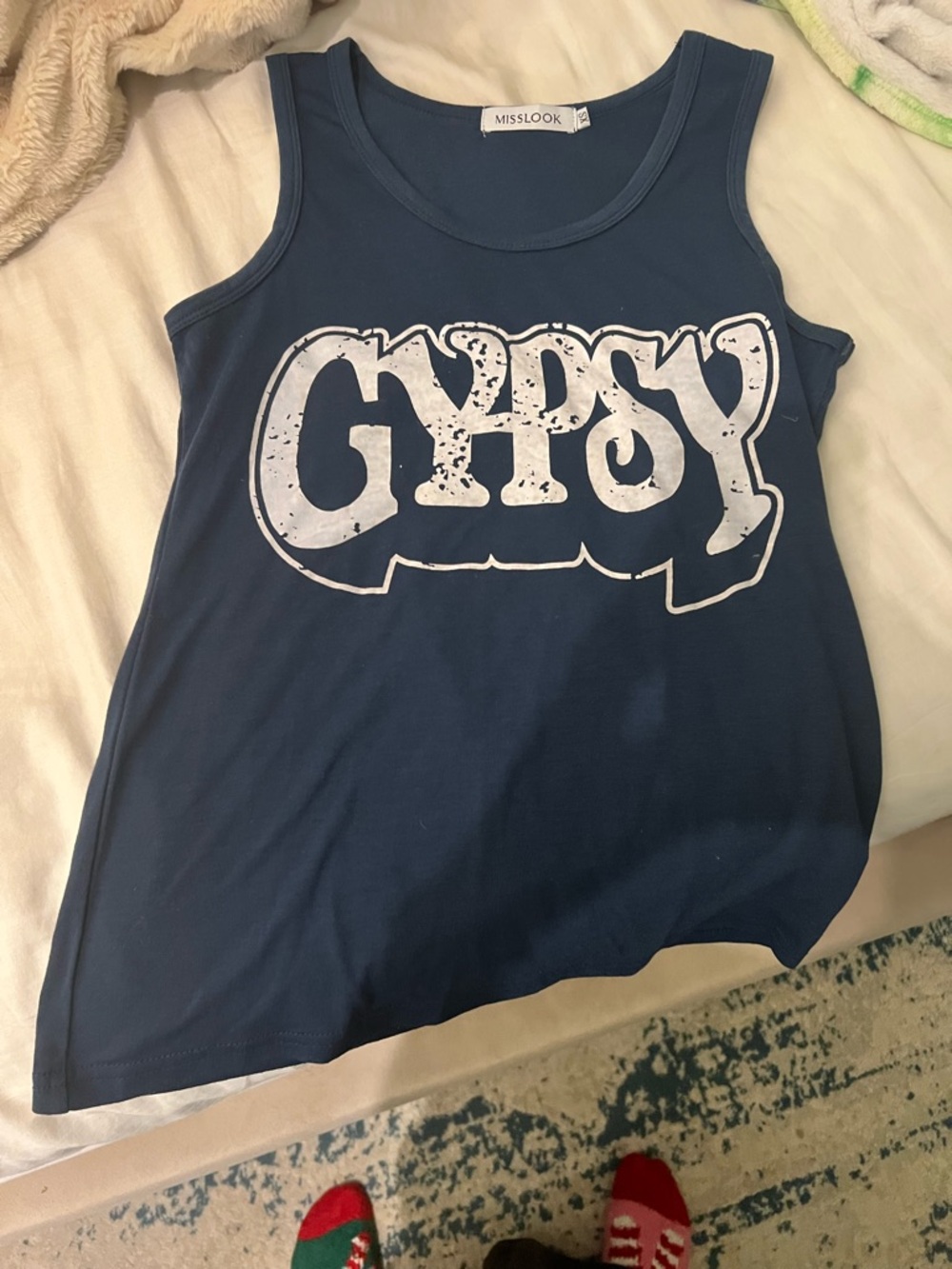 MISSLOOK Navy Tank Top with White 'GYPSY' Graphic